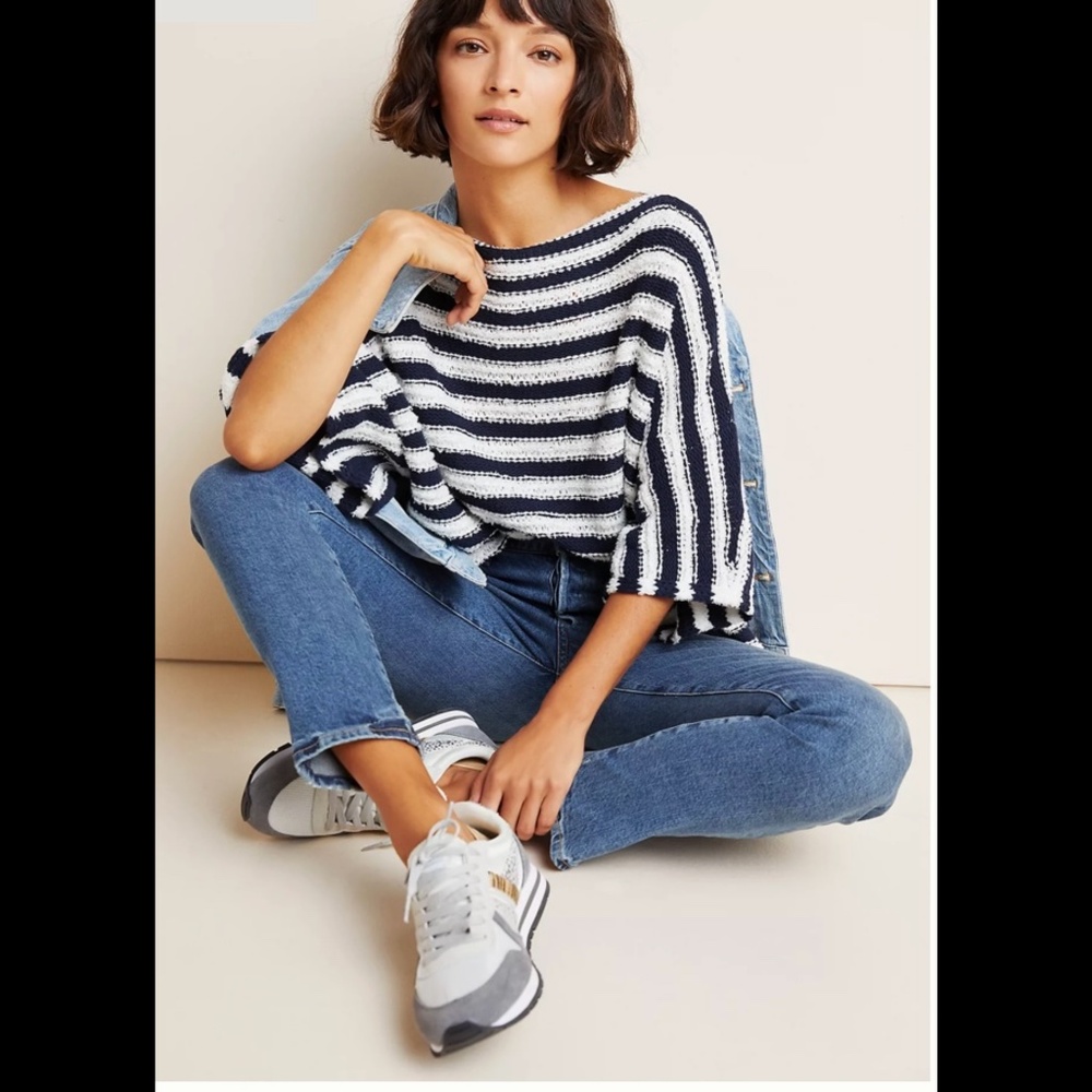 by Anthropologie Sz M/L Evie Poncho Striped Sweater